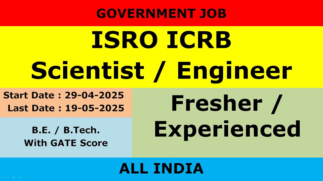 ISRO ICRB Recruitment | Last Date : 19-05-2025 #governmentjobs #latestupdates