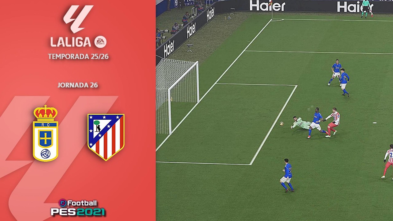 PES 2021 | La Liga 25/26 | Jornada 26 | 🔵 Real Oviedo 🆚 🔴⚪ Atlético de Madrid | Full Match FUMA