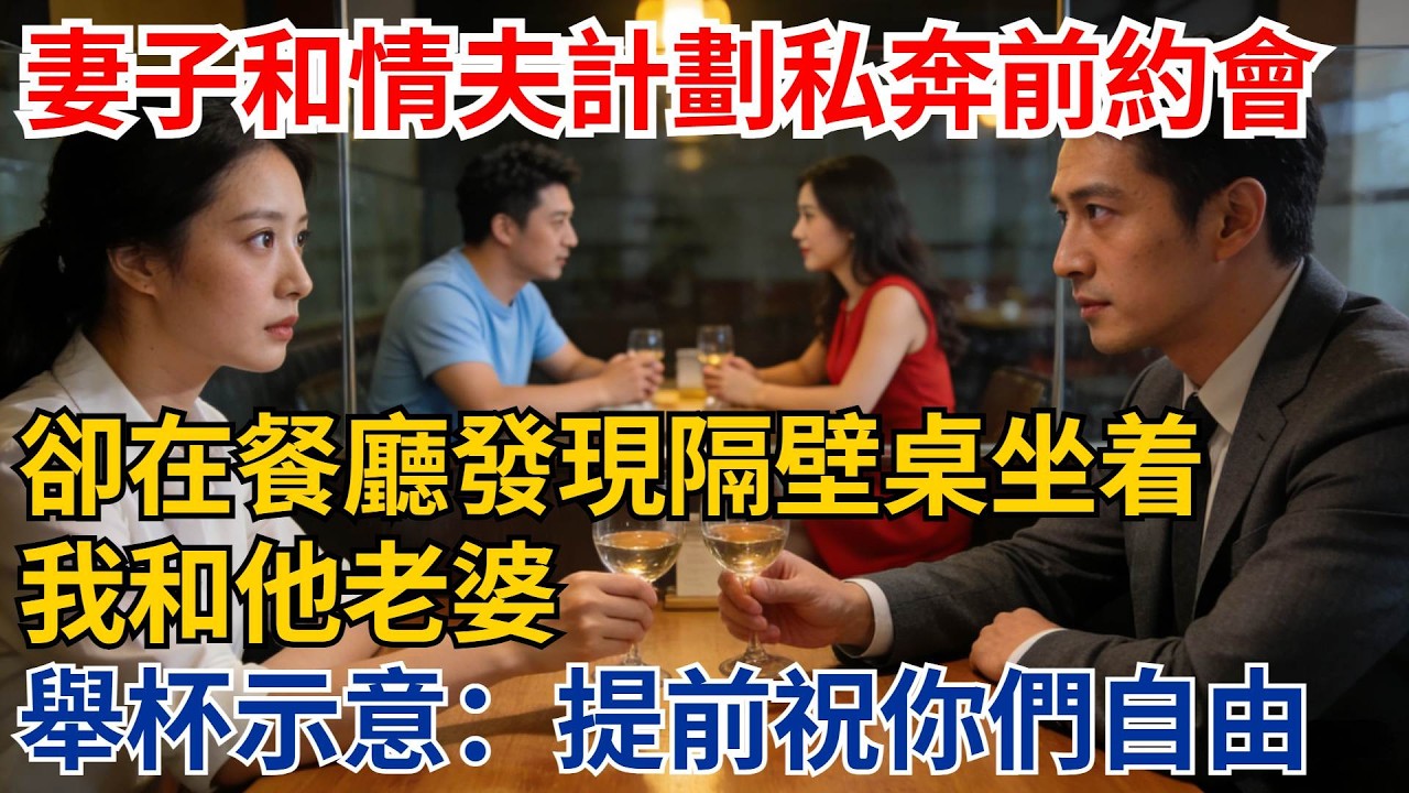 妻子和情夫計劃私奔前最後一次約會，卻在餐廳發現隔壁桌坐着我和他老婆，舉杯示意：提前慶祝你們自由【都市際遇】#都市情感#情感故事#妻子出軌#出軌故事#婚姻背叛#反轉劇情