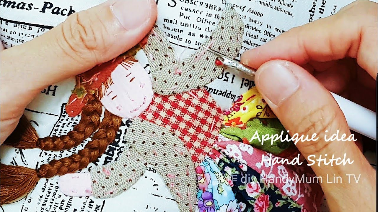 Идея аппликации / Ручная строчка / ガ ー ル パ ッ チ 刺 繍 ヒ ン 女孩 ト 女孩 布