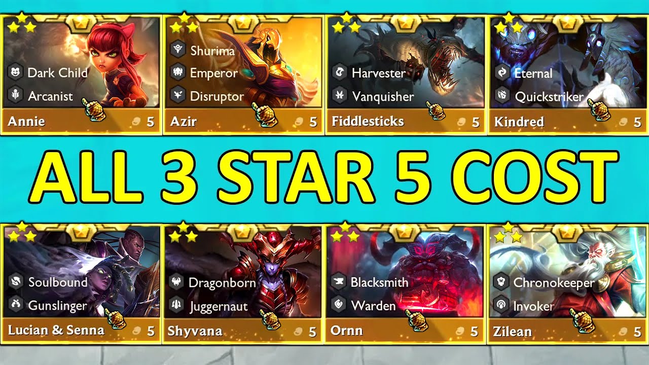 Set 16 ALL BASIC 5 Cost Units 3 Star ⭐⭐⭐