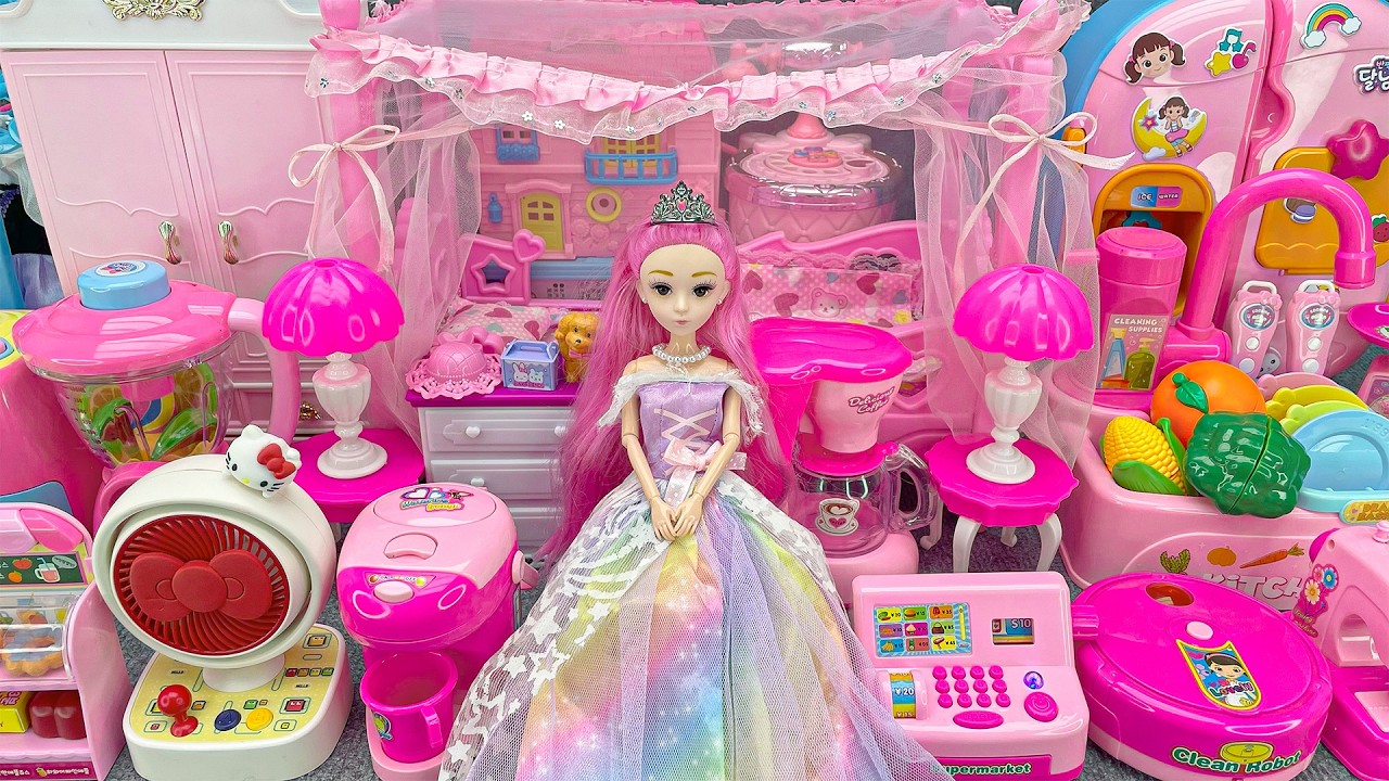 18 Minutes Satisfying with Unboxing Barbie Princess Pink Kitchen, Rock Bed Play Set Review Toys｜ASMR