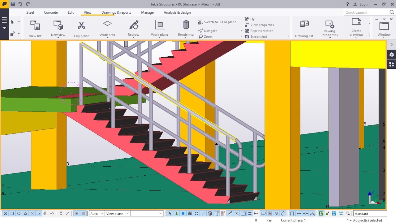 How to Create RC Staircase and Handrails in Tekla Structures