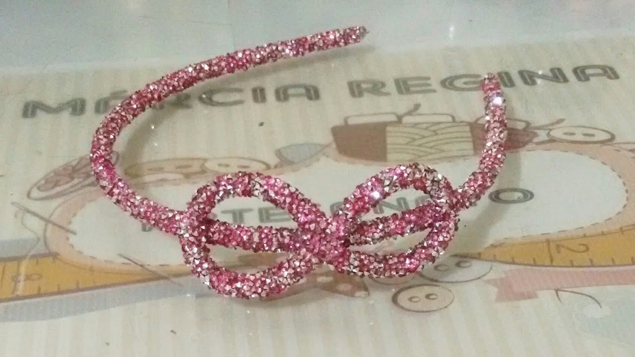 Tubo de strass na tiara de ferro🎀💕muito fácil