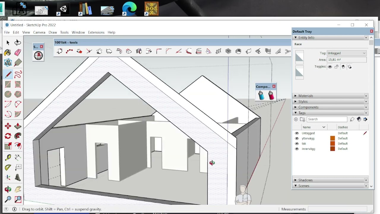 2. Rita ett hus i SketchUp med interiör.