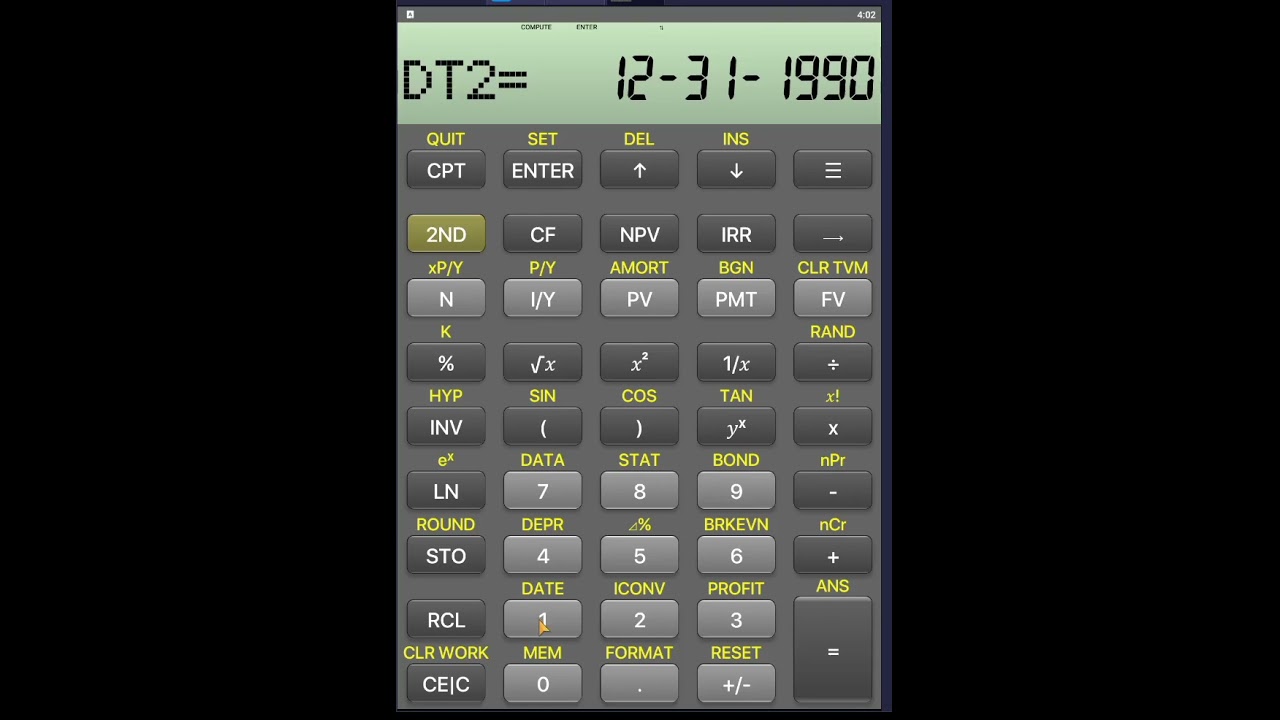 Texas Instruments BA II Plus Calculator: Compute days between two dates