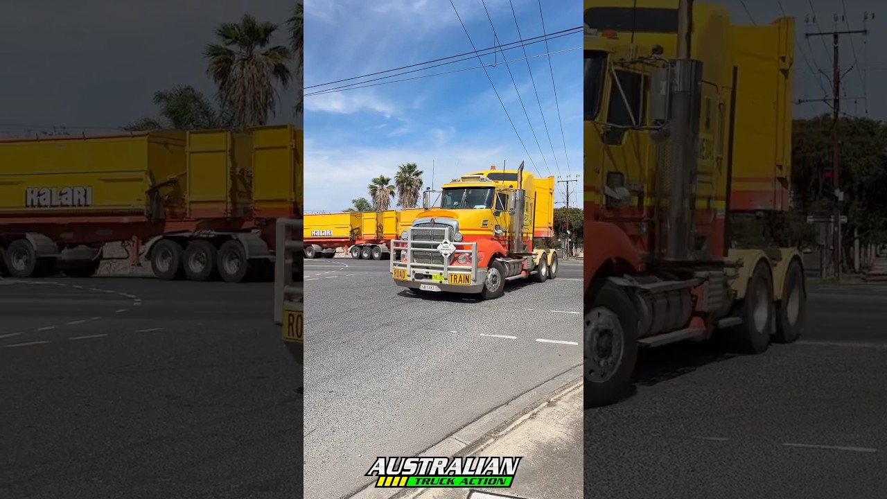 Kenworth T609 road train turning