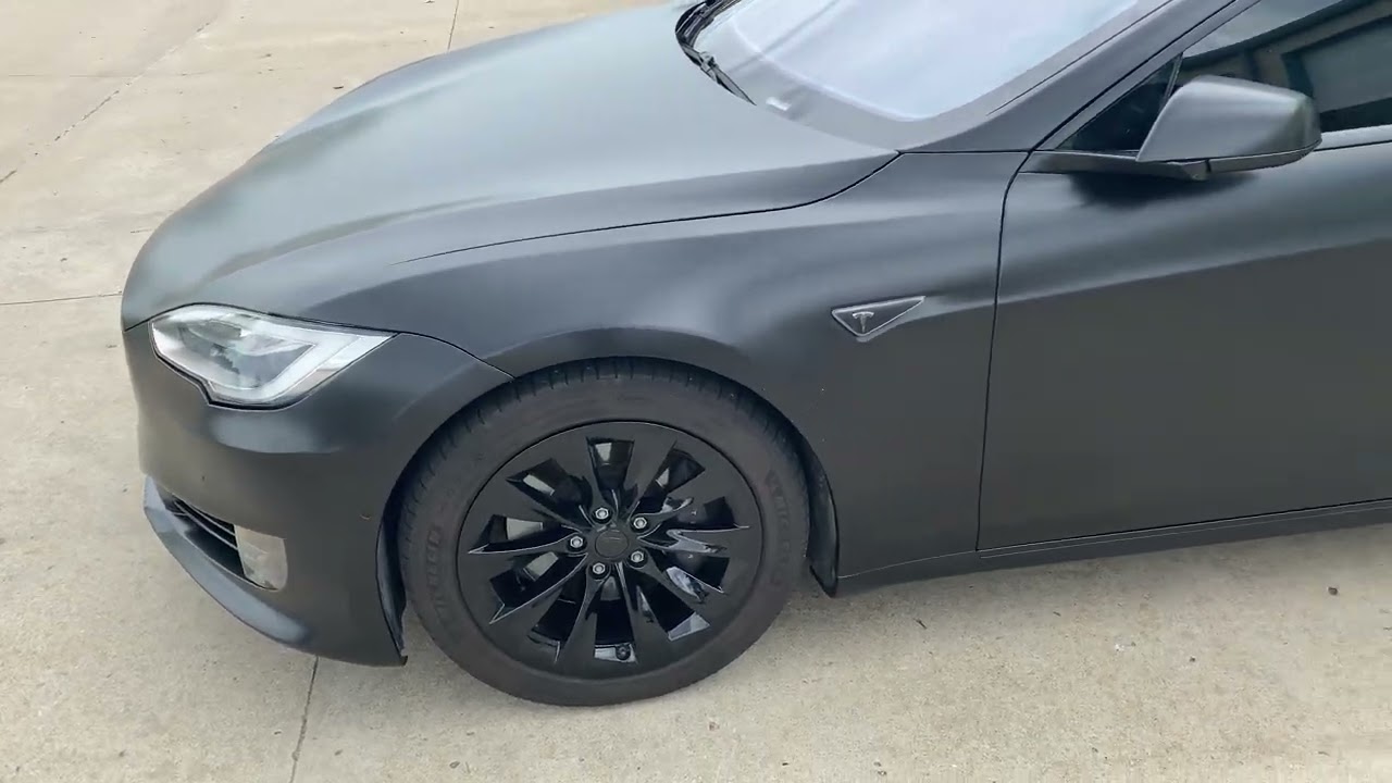 Tulsa Auto Wraps | White Glove Auto | 2016 Tesla Model S | Satin Black Vinyl Wrap | Walk-around.