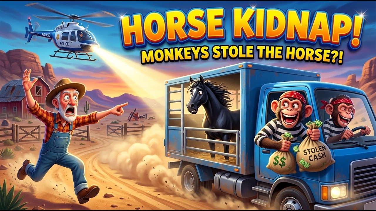 Two Sneaky Monkeys Stole Old MacDonald’s Horses Police Helicopter Saves Them! 🐒🚁 3 story compilation