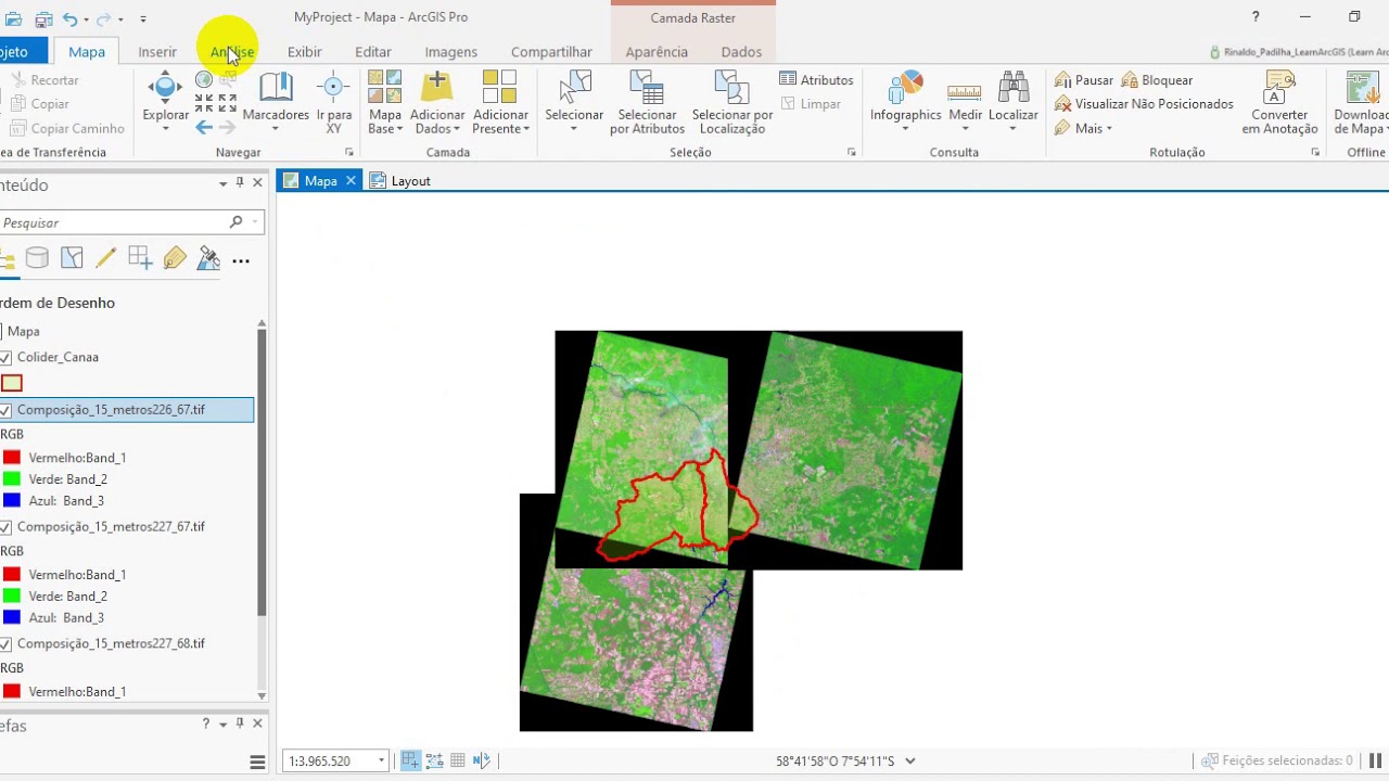 Como fazer mosaico de imagem raster Landsat com o ArcGis Pro em português (unir imagens raster).