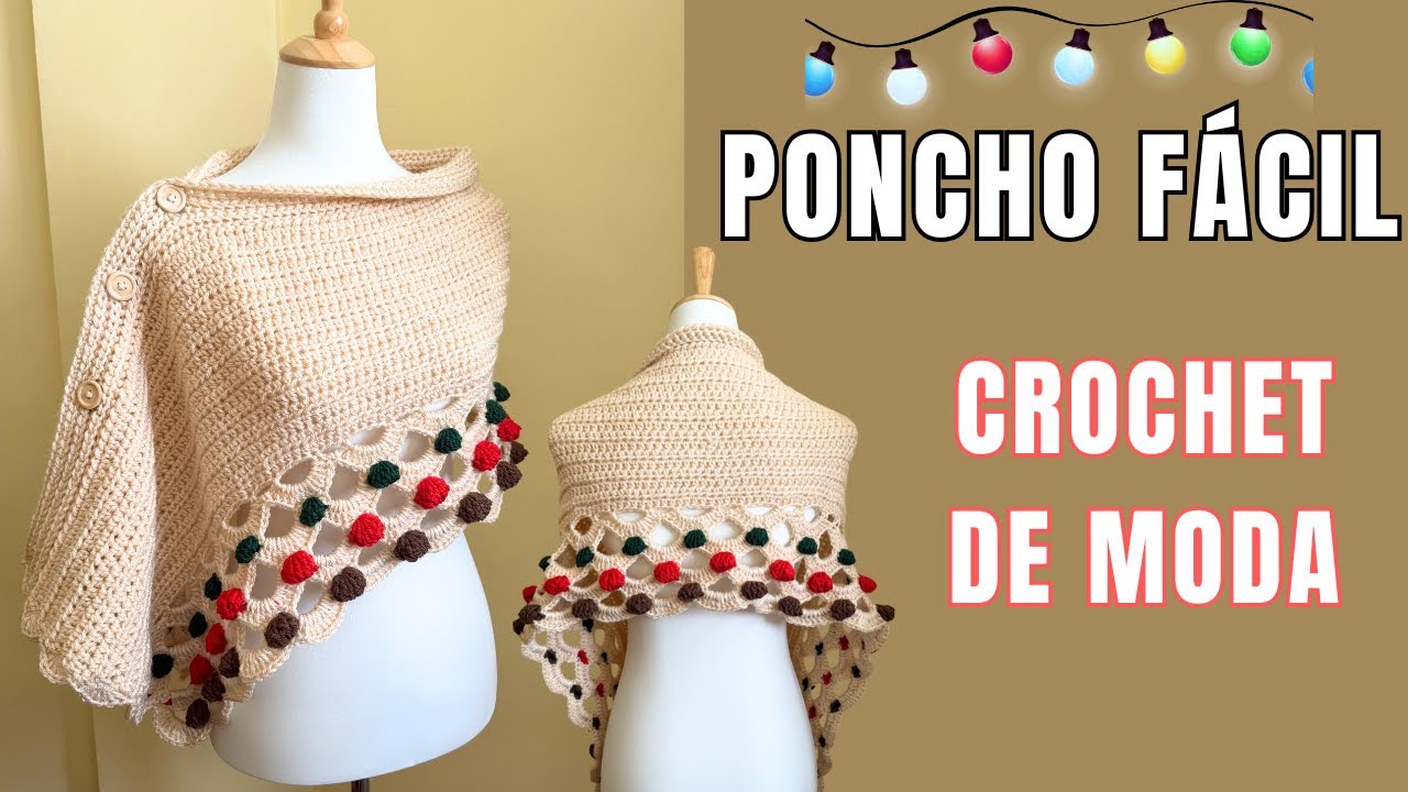 Poncho a Crochet Fácil y Elegante | Tutorial Paso a Paso para Otoño e Invierno 🎄✨