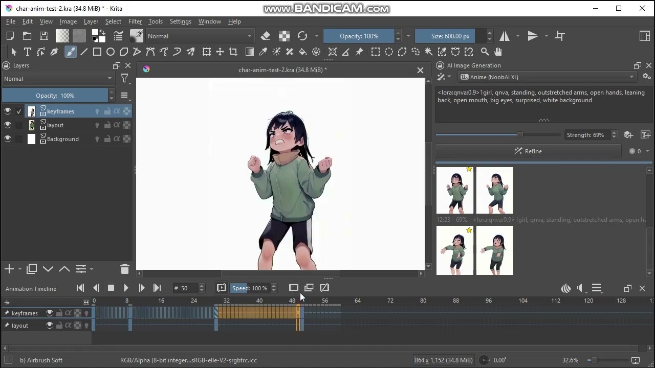 Krita + Wan + Vace Animation Keyframe Inbetweening Demo