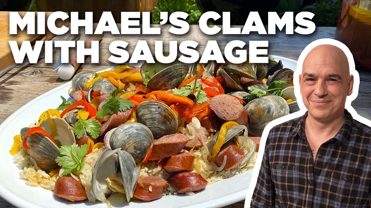 Michael Symon's Clams with Sausage and Peppers | Symon's Dinners Cooking Out | Food Network