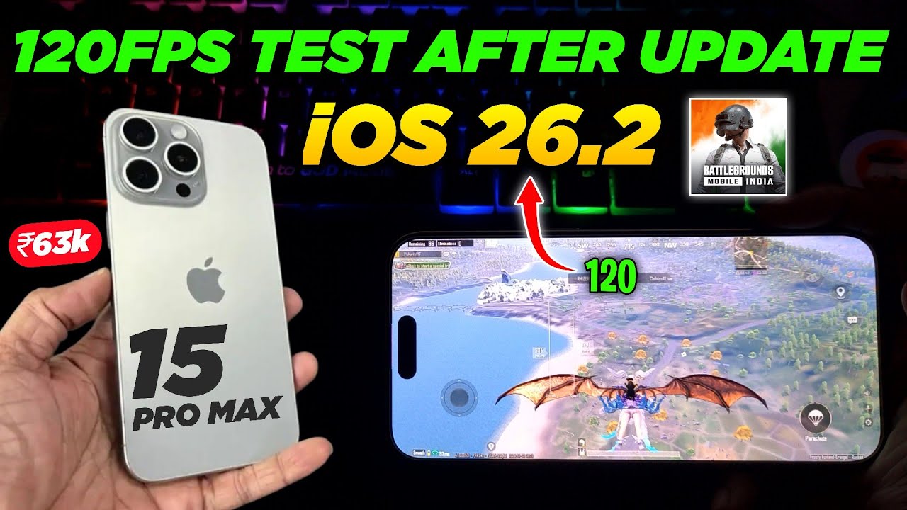iPhone 15 Pro Max BGMI 120 FPS Test After iOS 26.2 Update | Smooth Gameplay, Heating & Battery Test
