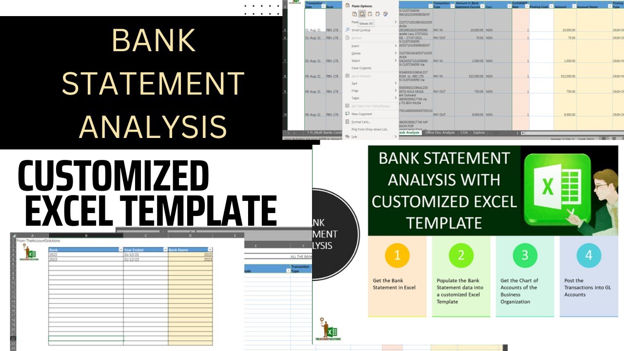 Bank Statement Analysis in Excel: Step by step on data cleanup and posting transactions to GL codes