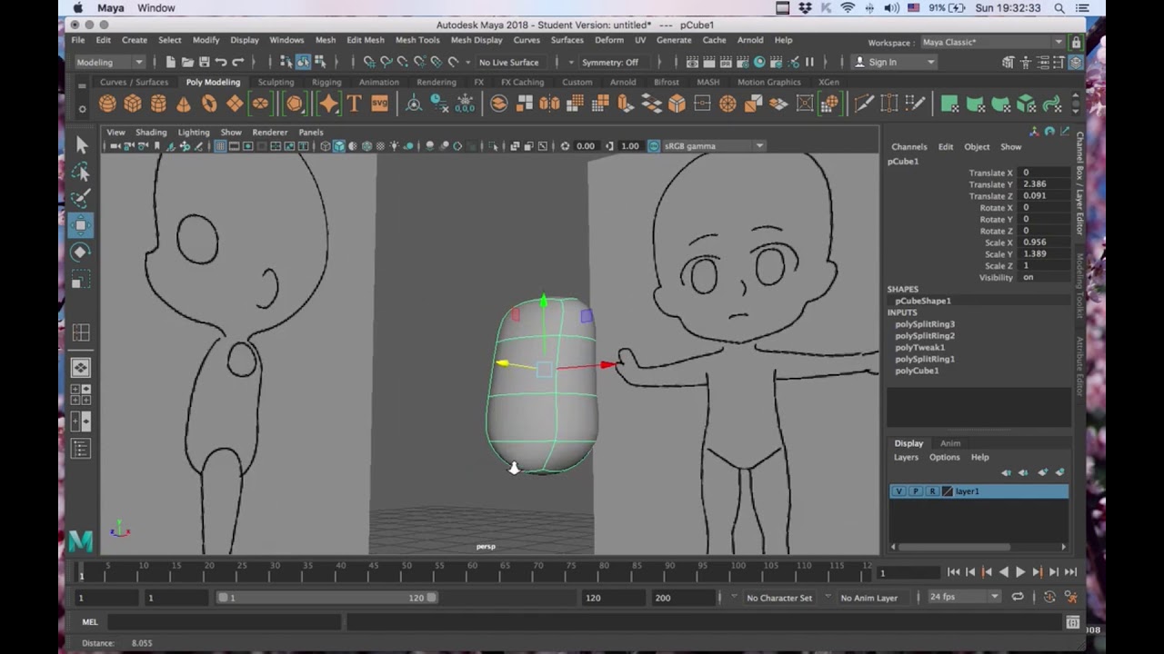 Modelado de un personaje básico en Maya 2018 Parte 1
