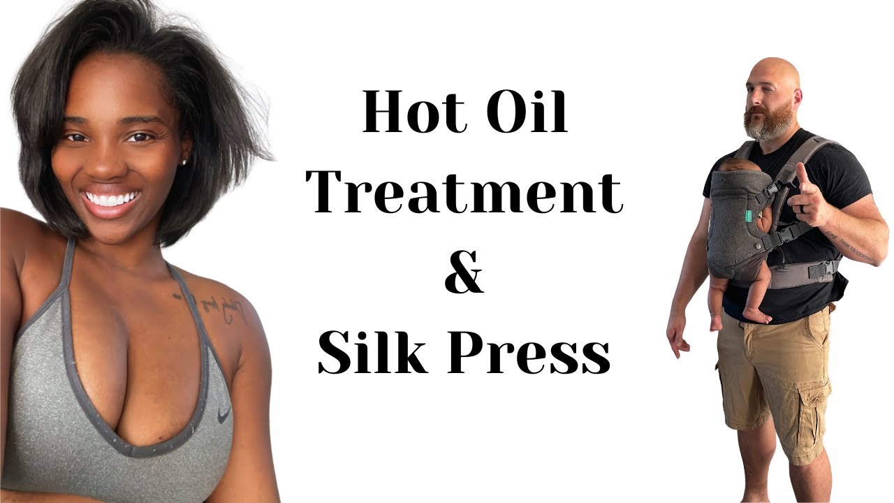 DIY hot oil treatment & silk press, my white husband won't let me wear weaves!
