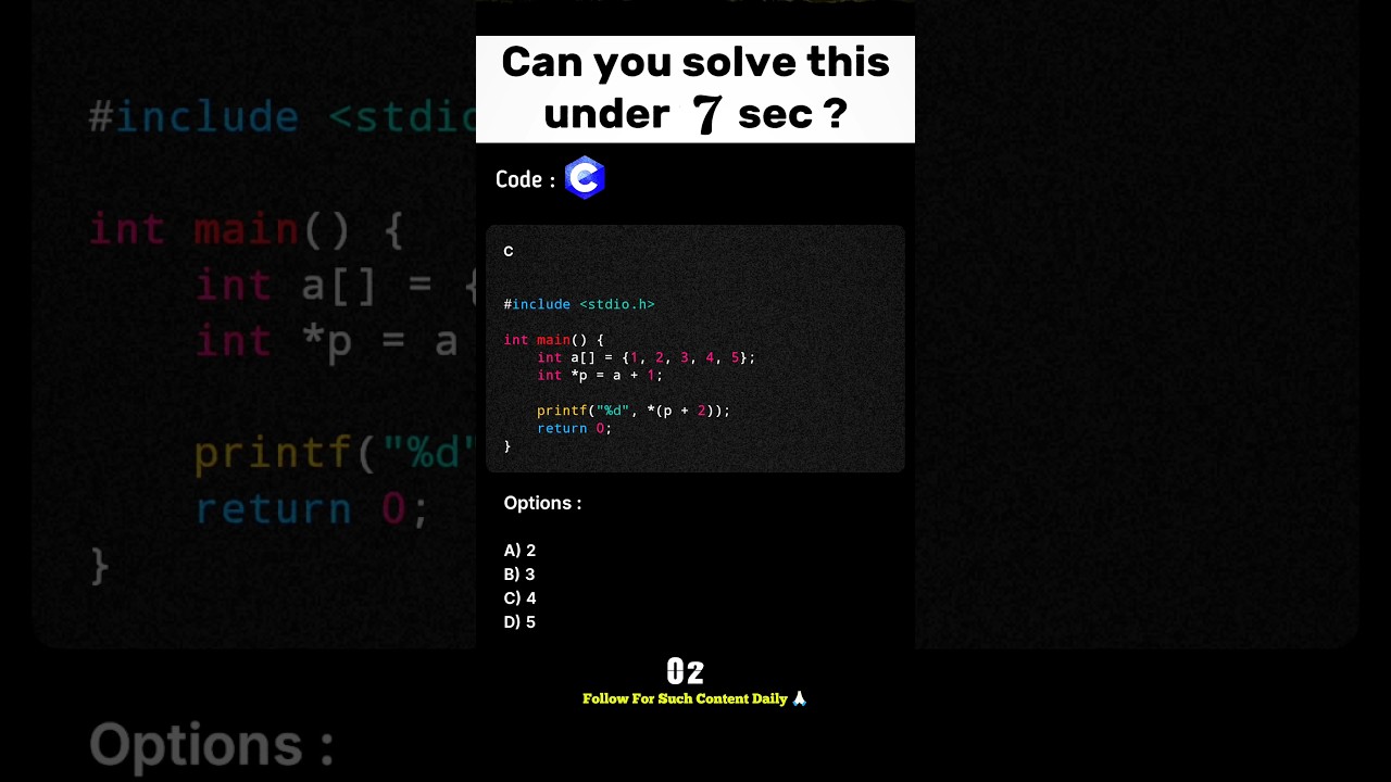 C / C++ Interview Question | Daily Coding Quiz | Shorts | Day 13 : Video 1