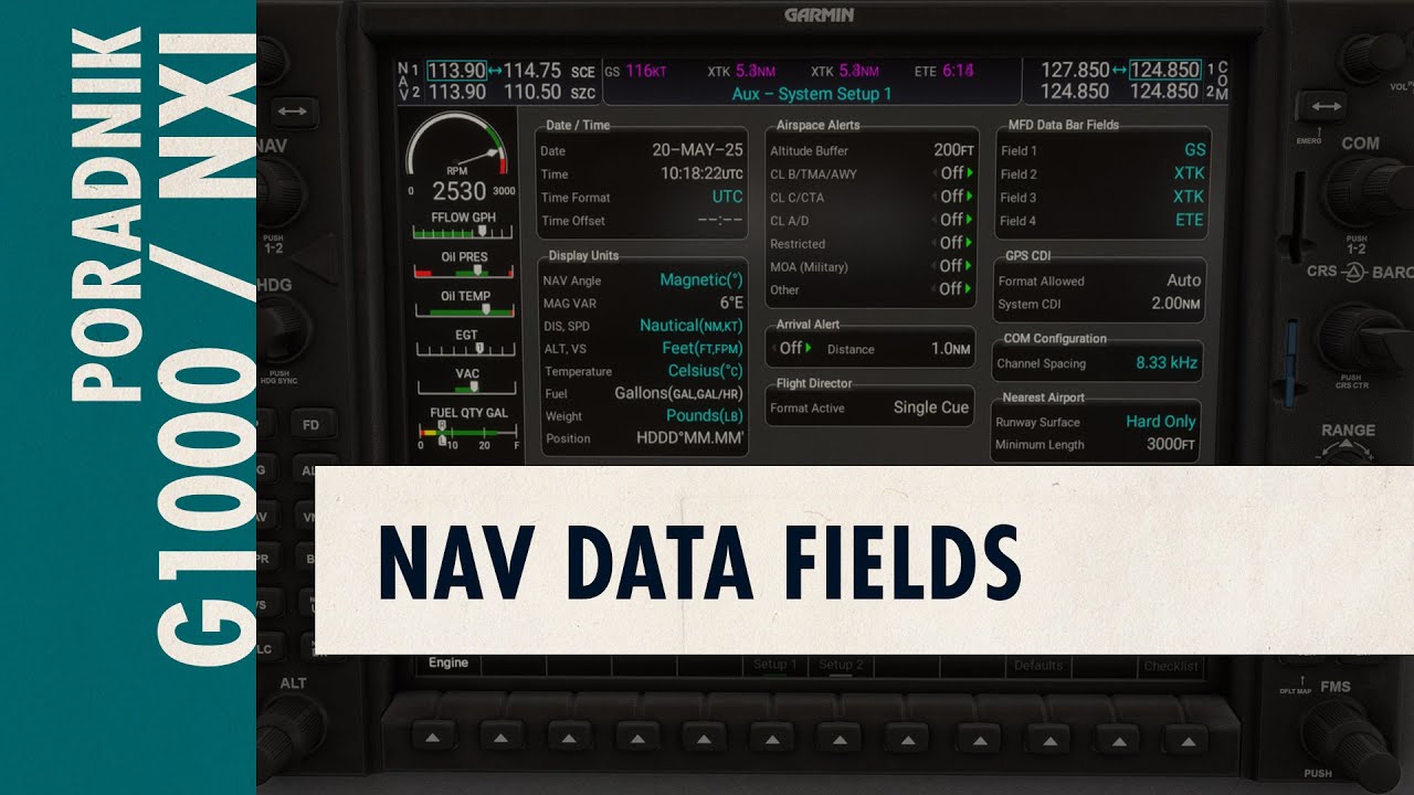 Garmin G1000 cz. 10 | Status Bar i Nav Data Fields | Poranki z Calypte Aviation 27