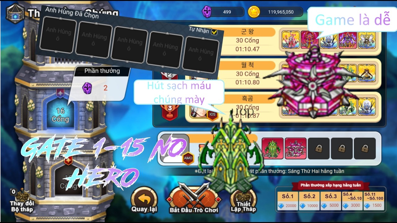 Gate 1-15 không hero || Gold Tower Defence || GTD
