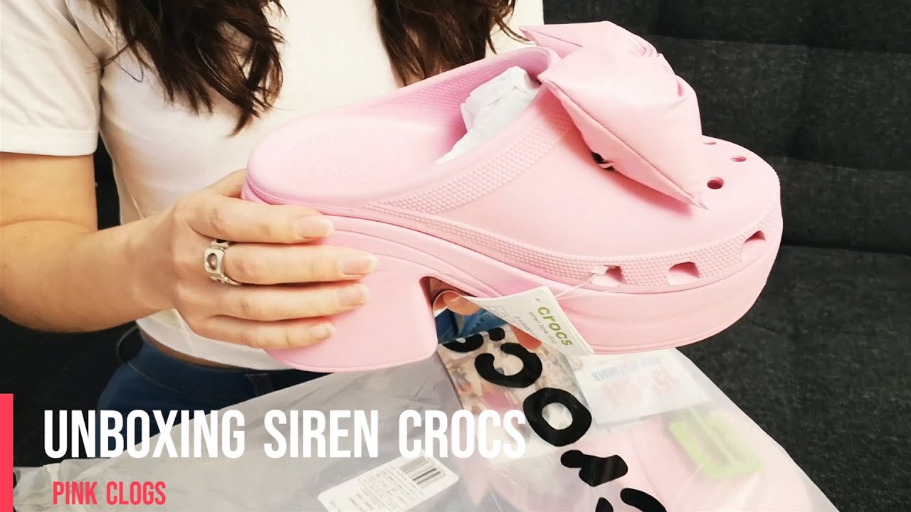 Unboxing and Try On pink Crocs Siren Clogs High Heel Shoes with Walk