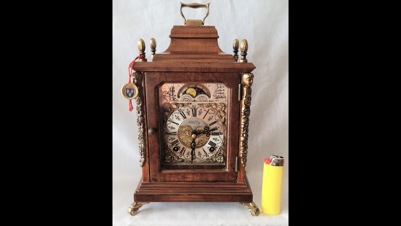 Warmink Clock Mantel Shelf Vintage Moon Phase Double Strike & Silence Option