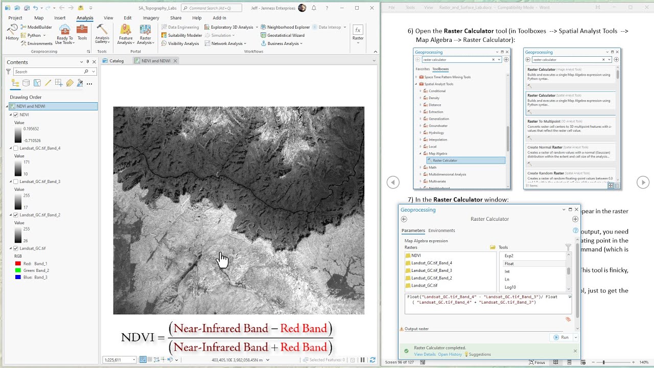 Raster Lab 9: Calculating NDVI and NDWI in ArcGIS Pro