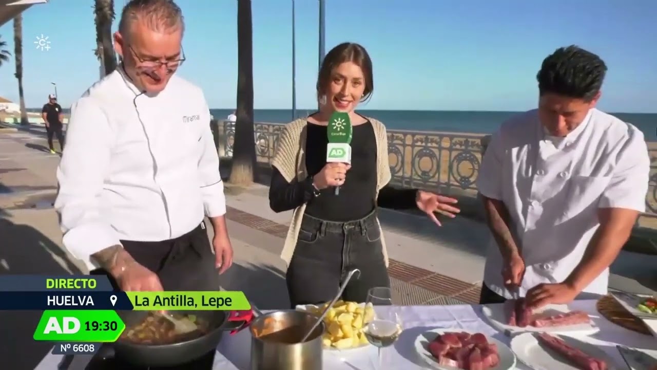 Receta de patatas con atún y carabineros en directo