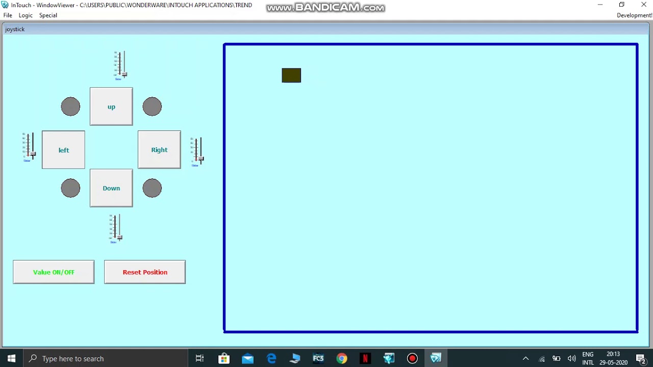 SCADA INTOUCH OBJECT MOVING WITH JOYSTICK(FUN PROJECT)