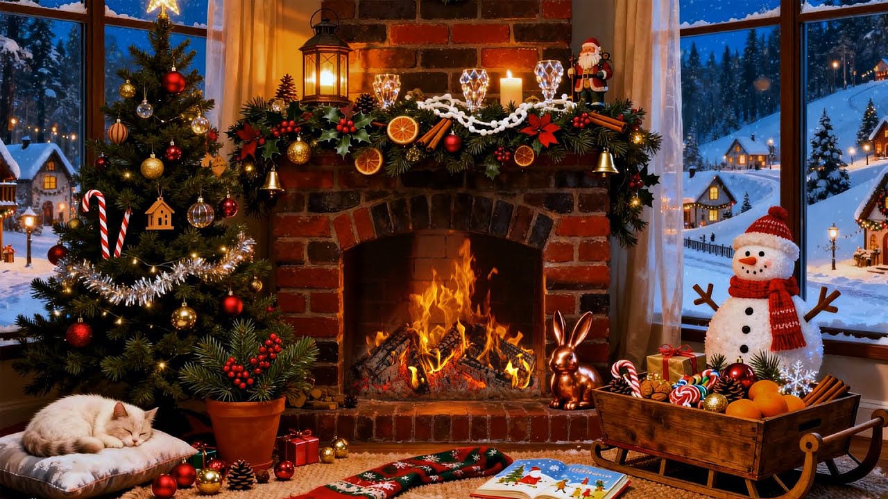 Fairytale Christmas Fireplace 🔥 Warm Firelight, Cozy Decor and Magical Holiday Atmosphere