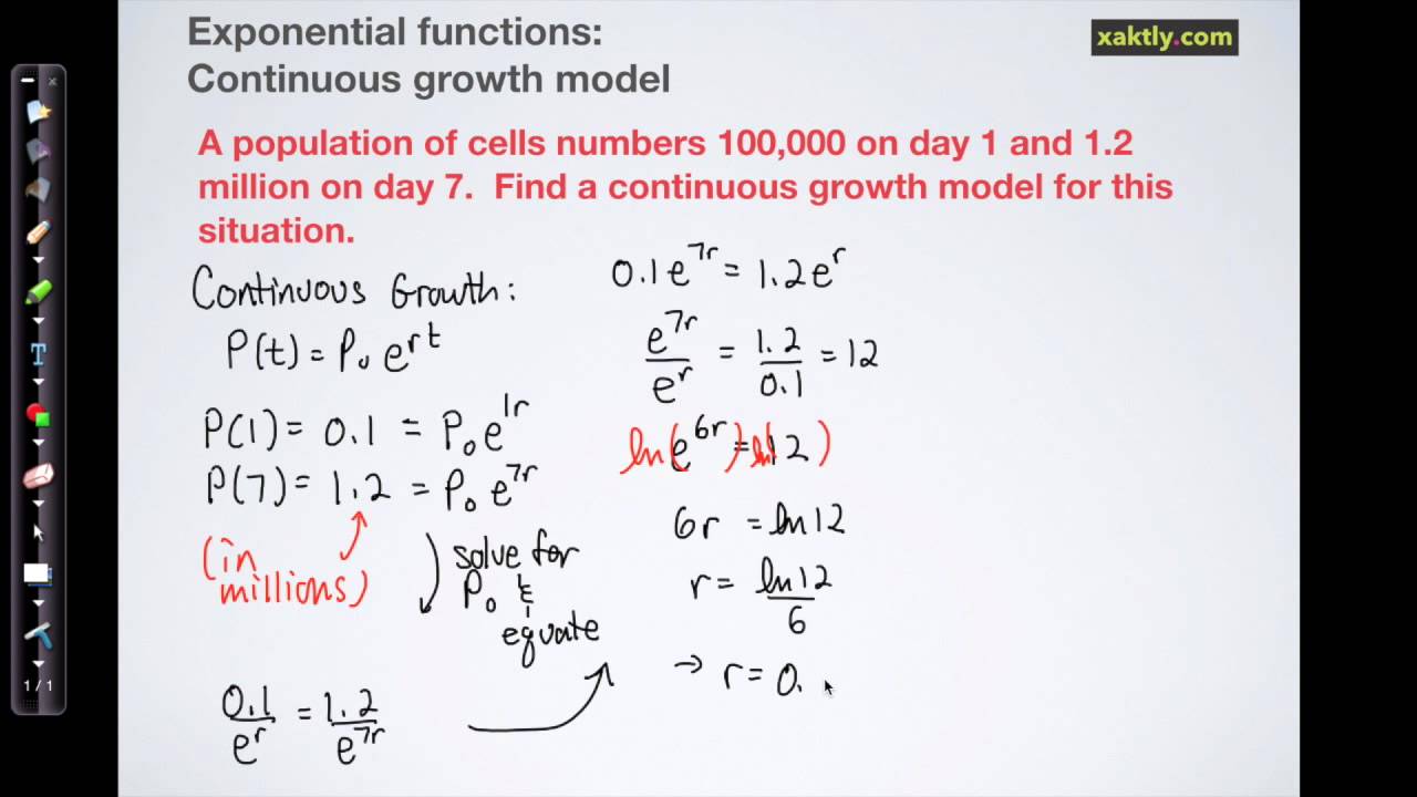 Exponential functions: Finding a continuous growth model