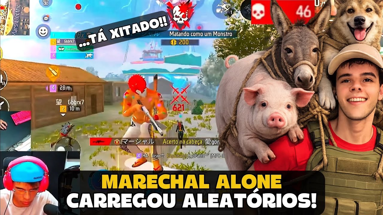 MARECHAL CARREGOU OS ALEATORIOS NA RANK E FEZ 25 KILL NA RANK!! FREE FIRE - MARECHAL HIGHLIGHTS