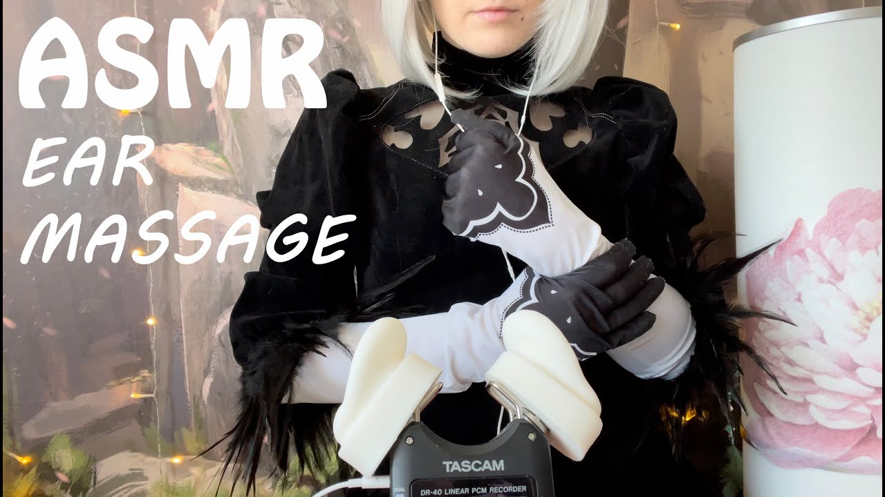 ASMR 2b Cosplay Ear Massage & Cupping (Scratching / Tapping On Ears) !  耳のマッサージ  !   귀 마사지 ! 귀 부항