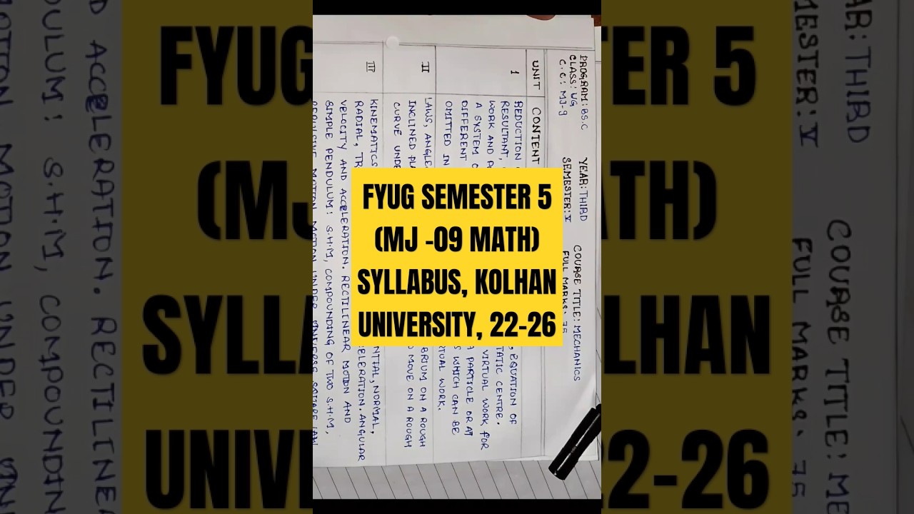 FYUG #semester5 (MJ 09 - MATH) SYLLABUS, 22-26 #kolhan_university