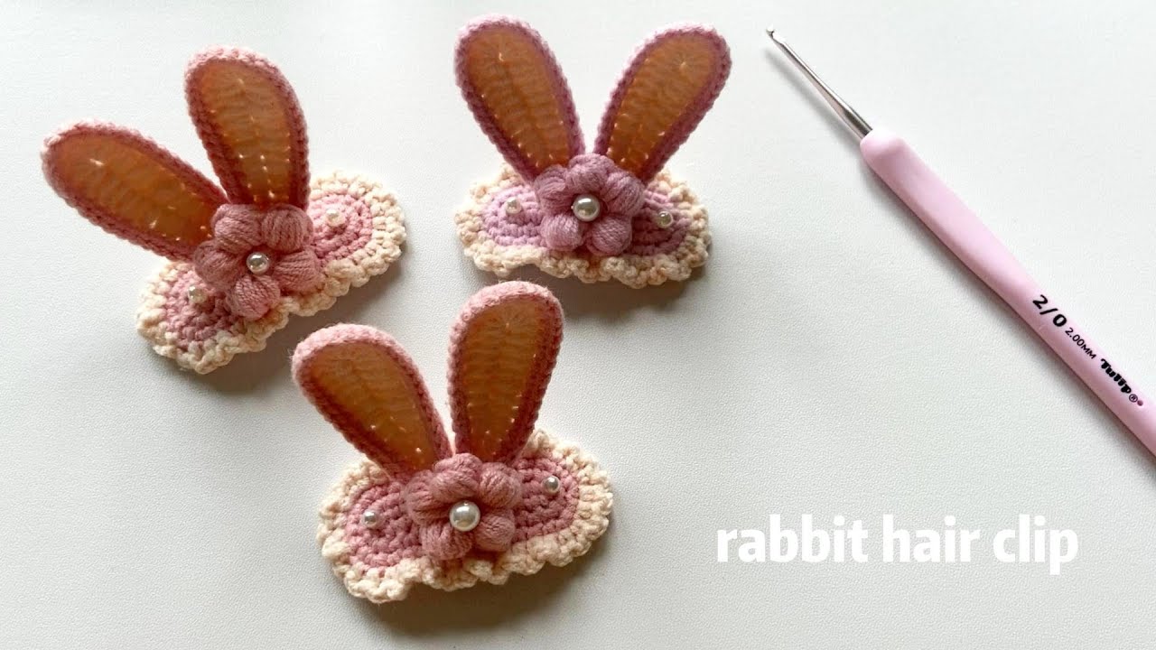 How to crochet the rabbit hair clip🎉/DIY/Handmade/Craft/Girl's favorite