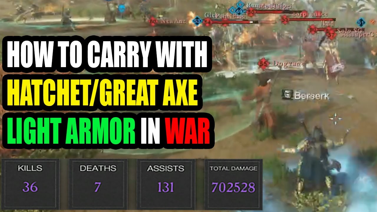 New World PvP WAR - 36 Kills 700k Dmg Done - Hatchet/GA + Light Armor [Build Included]