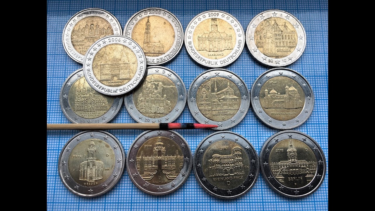 Top 2 euro Germany M&uuml;nzen 2006 2007 2008 2009 2010 2011 2012 2013 2014 2015 2016 2017 2018