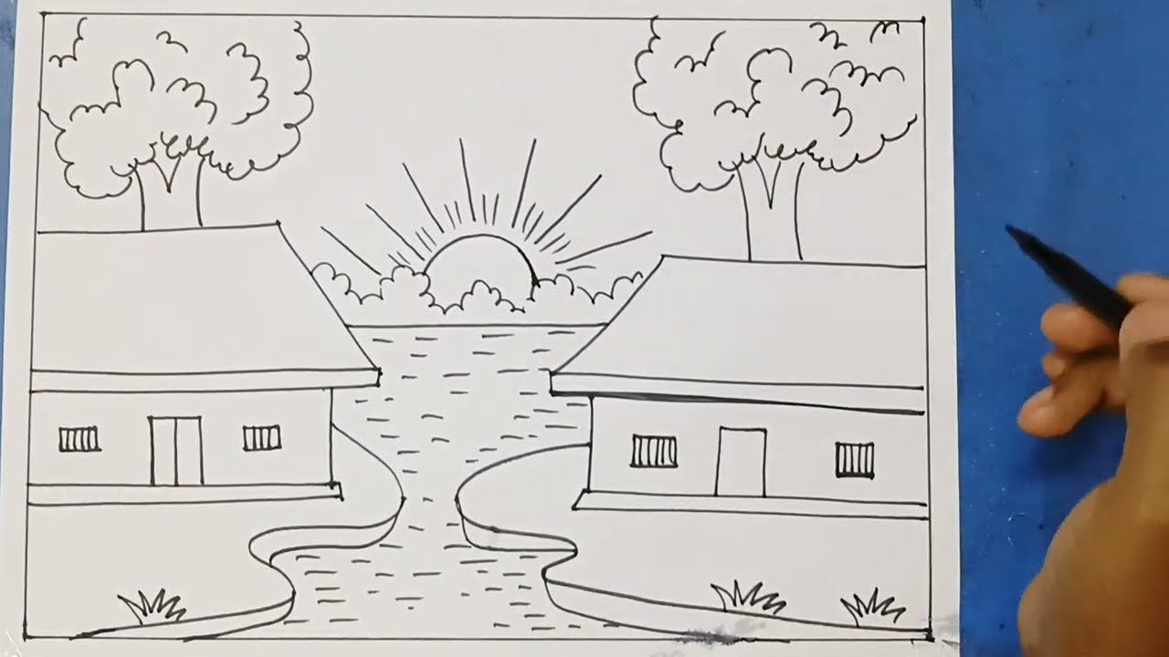 New Scenery Drawing Video Step By Step 