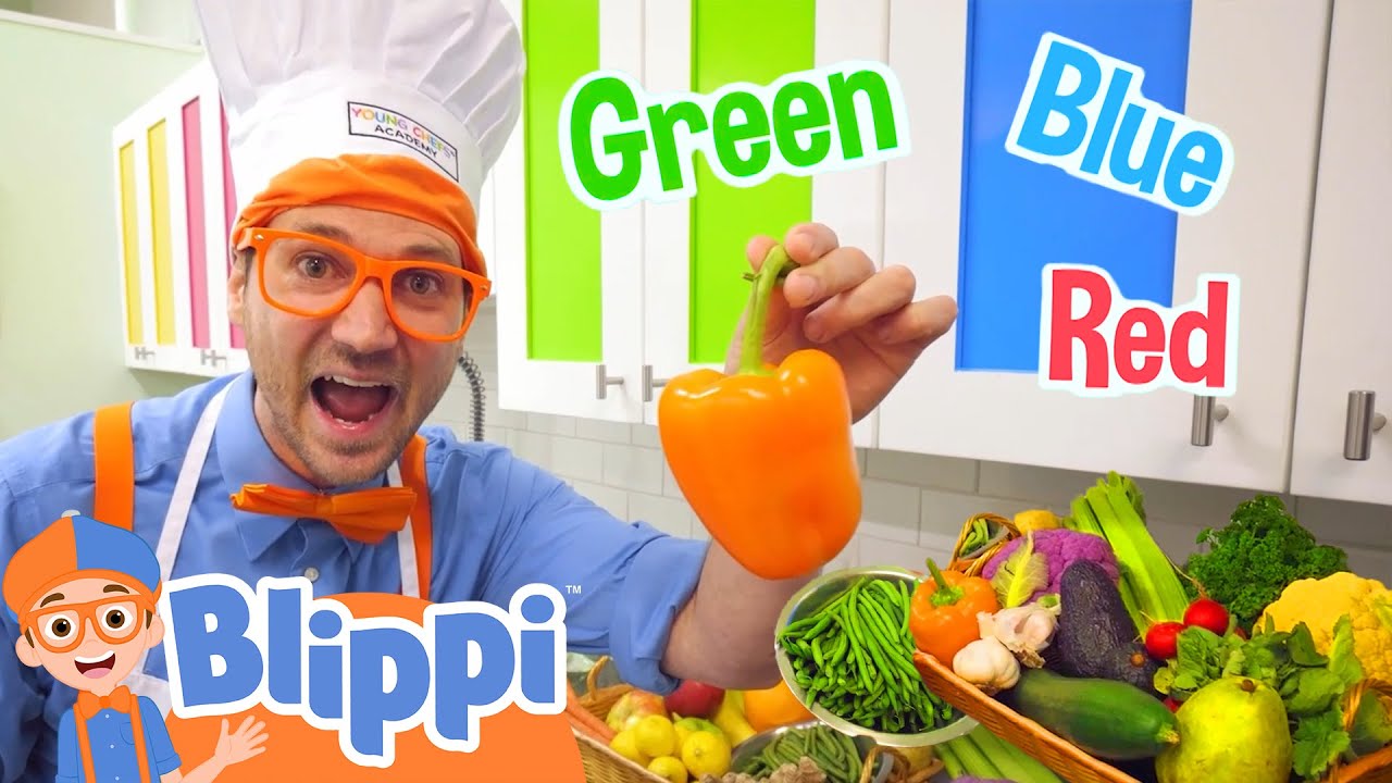 Blippi's Cooking Fun Time in a Rainbow Color Kitchen | Blippi - Learn Colors and Science