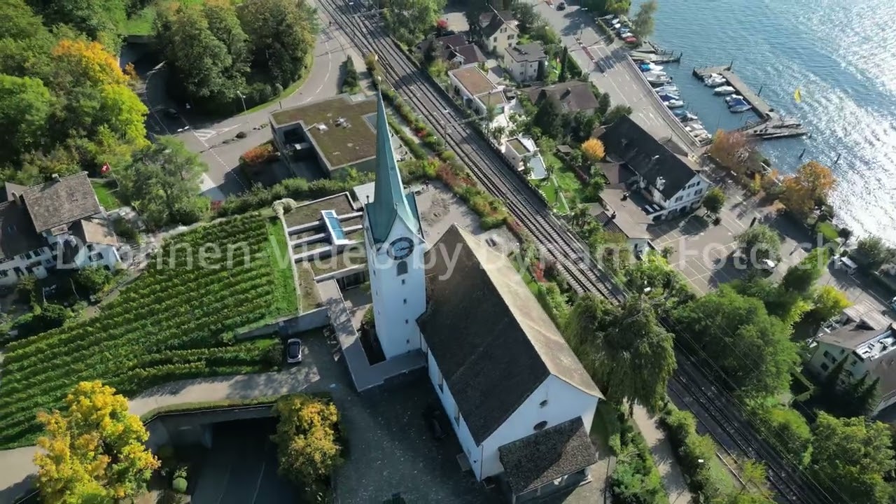 Herrliberg Kirche Drohnen-Aufnahme Image-Video