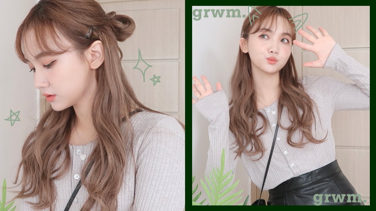 ENG) GRWM+VLOG🍐반말로 은은한 올리브코랄 메이크업 같이 준비해요.(ft.반묶음똥머리하는법 ,무채색코디)ㅣ달님 DAL RING