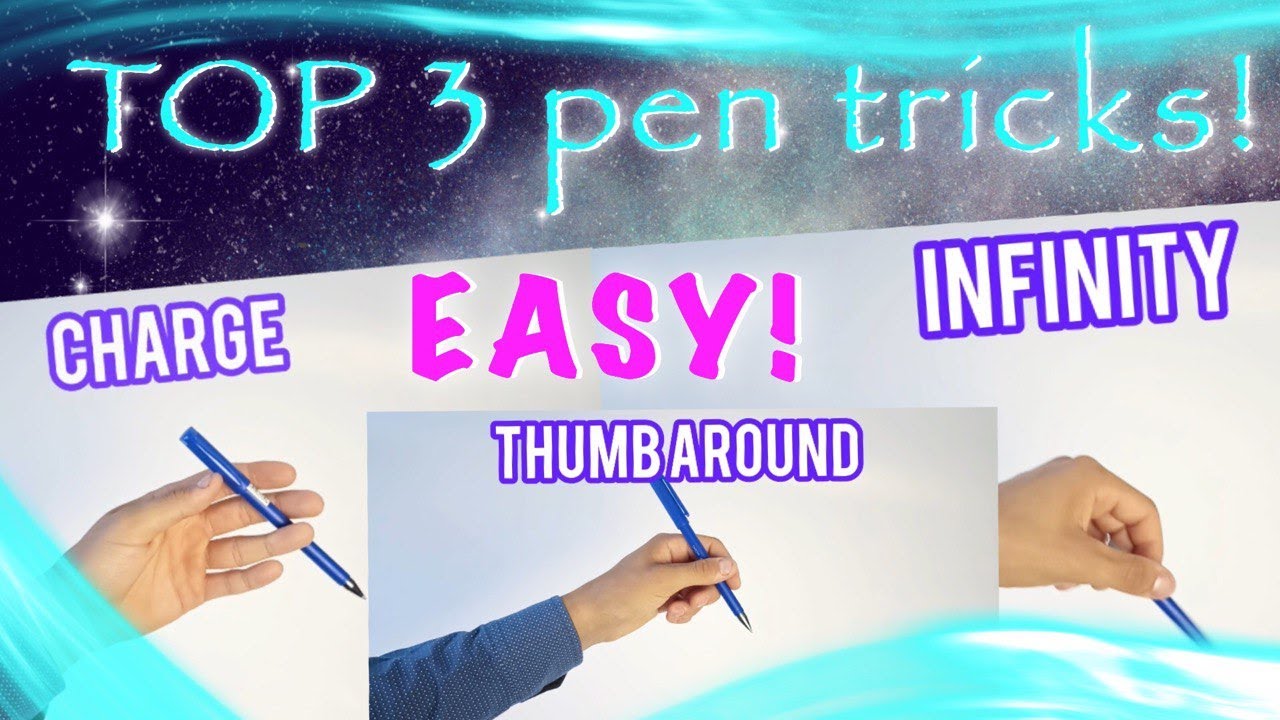 Top 3 #penspinning tricks: Thumb Around, Charge, Infinity. Basic tricks. Learn how to spin a pen.