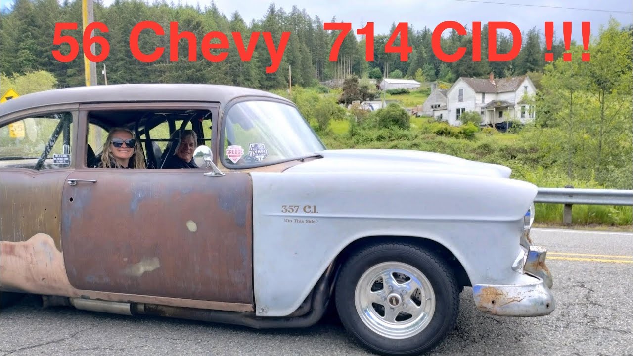 Randy Parker 714 CID stick shifted 56 Chevy #dragrace #woodburndragstrip #chevy #1956chevy #nhra