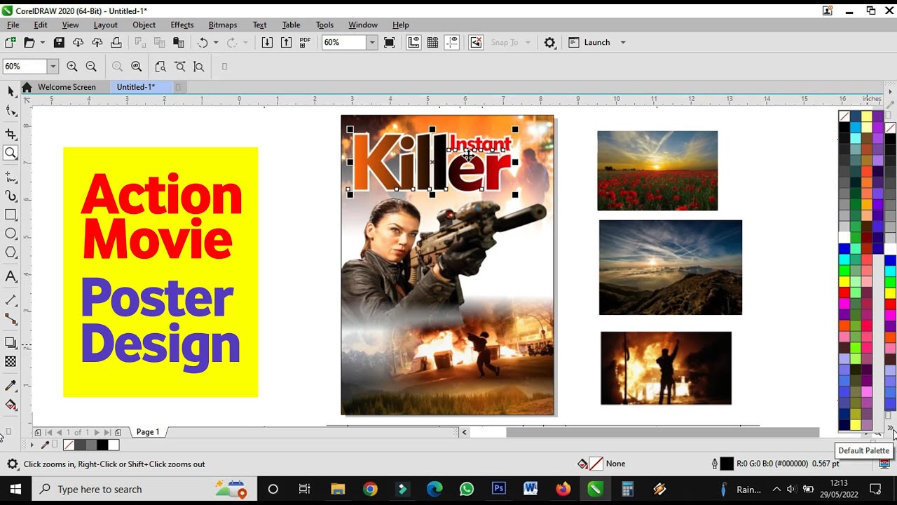 Action Movie Poster Design / CorelDraw Tutorials / Vlog 2022 / Tips for Beginners