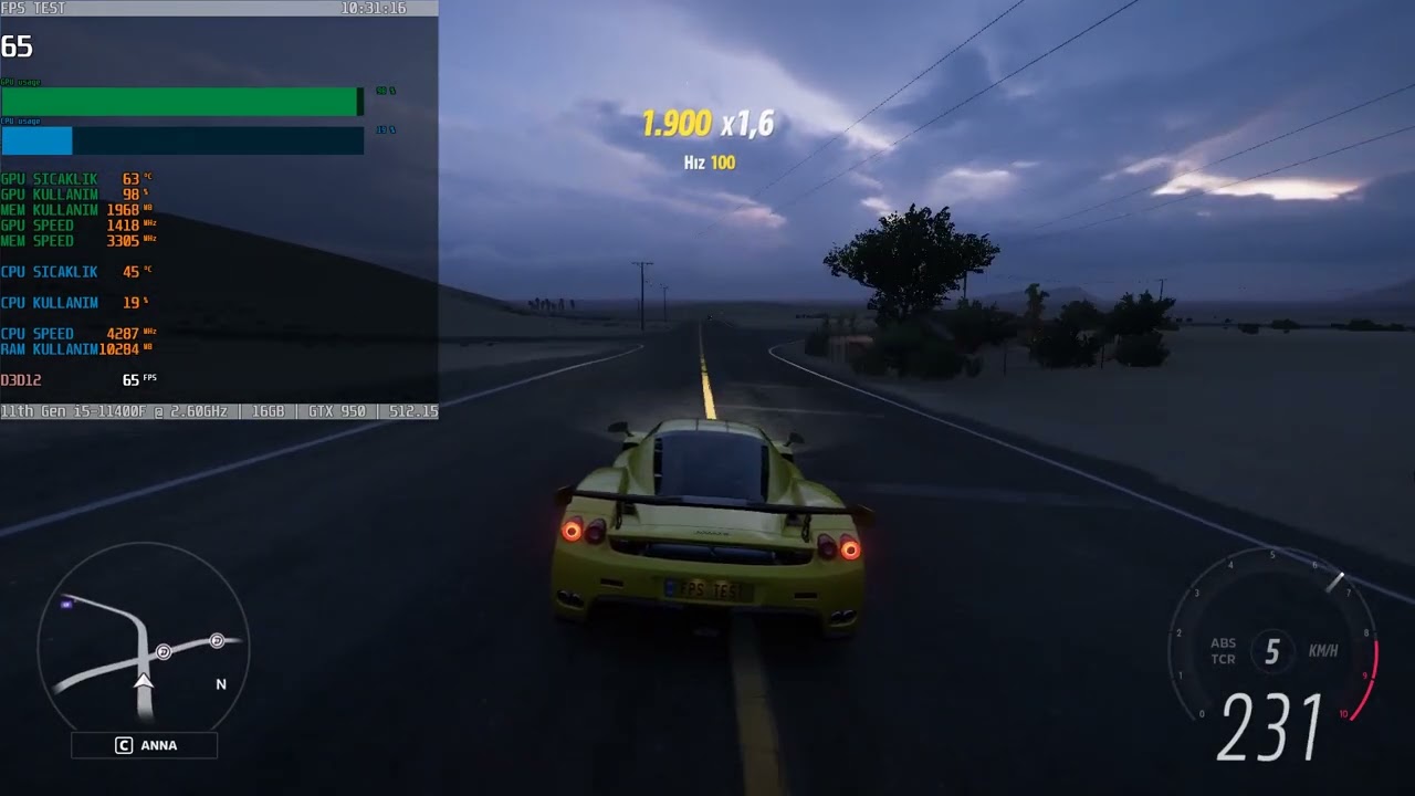 Forza Horizon 5 / GTX 950 / İ5-11400F / Medium Settings