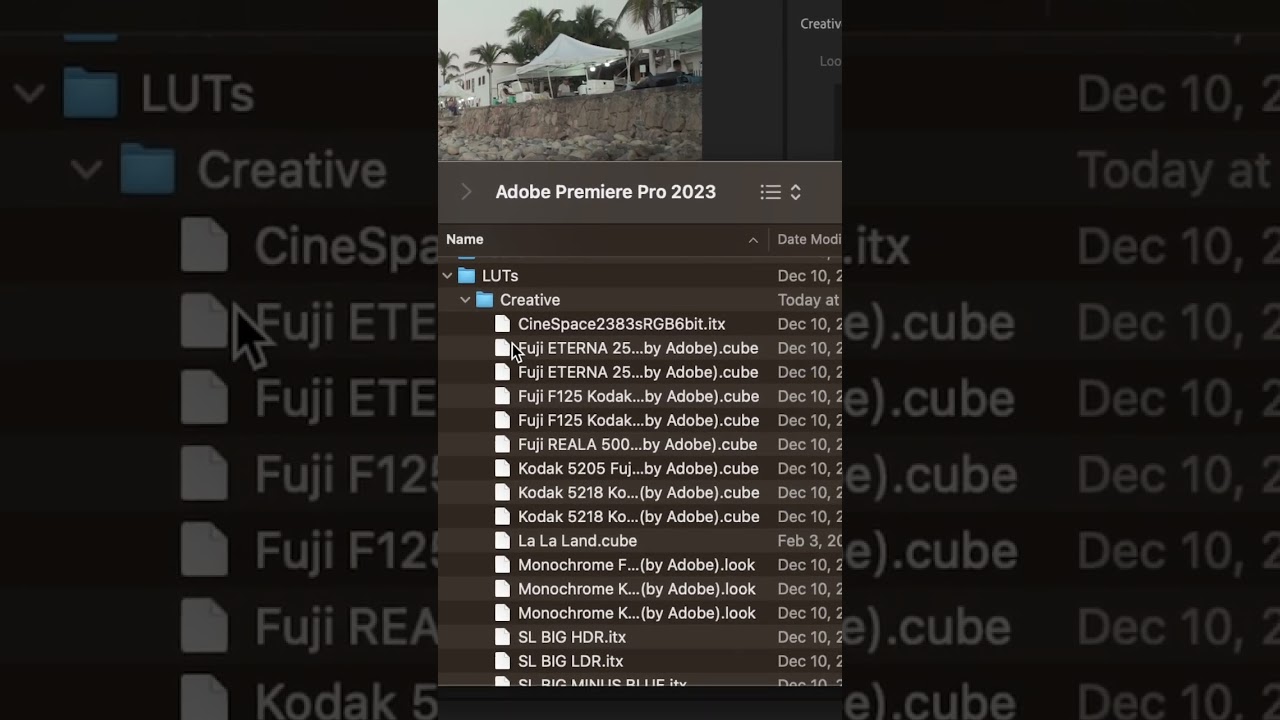 Установка LUT-файлов непосредственно в Premiere Pro