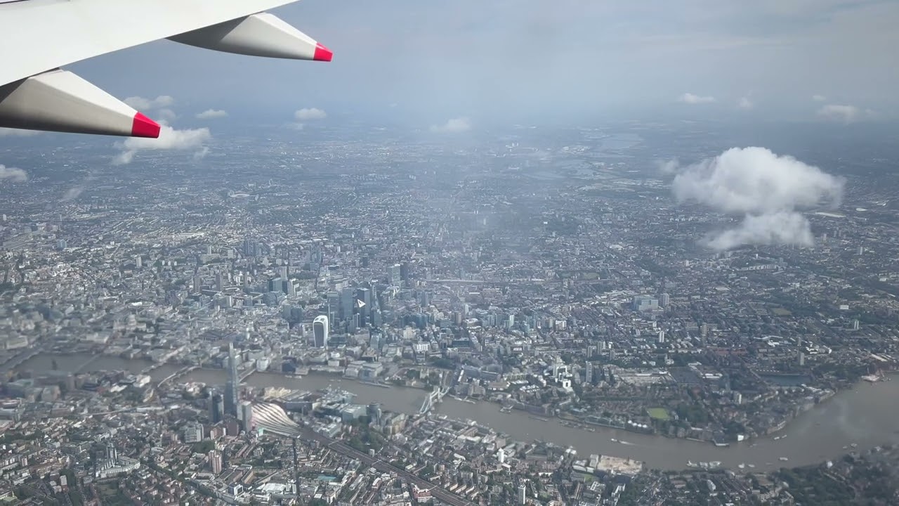 Landing in London: Stunning Aerial View of the London Eye from Flight