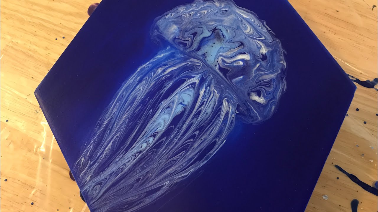 (16) Jellyfish Acrylic Pour - Fluid Painting- NO silicone - 3 colors!