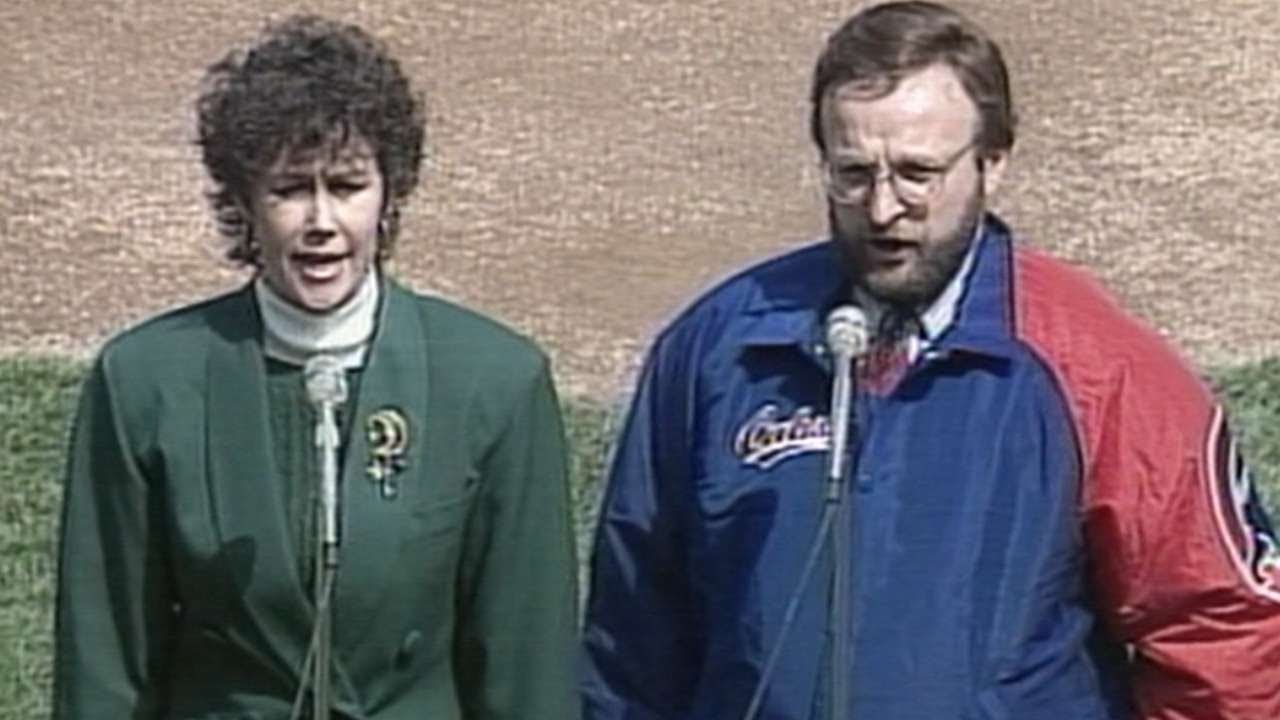 Wayne, Kathleen Messmer perform anthem at Opening Day in 1994