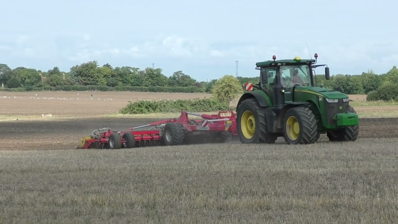 John Deere 8370R & 8m Pottinger Terradisc Cultivating